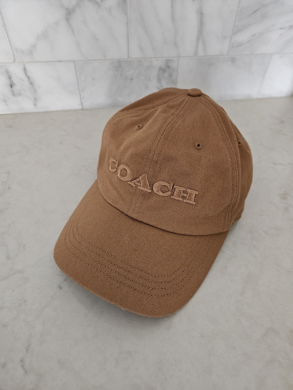Coach Brown Embroidered Logo Baseball Cap